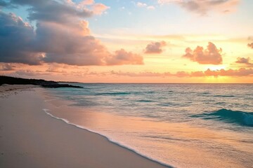 Sunrise to Sunset: A Coastal Beauty with Abstract Sky, Waves, and a Palette of Colors, from Dusk till Dawn, Offering Quiet Scenery for Travel by the Sea in Summer