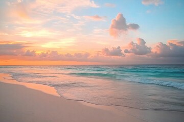 Sunrise to Sunset: A Coastal Beauty with Abstract Sky, Waves, and a Palette of Colors, from Dusk till Dawn, Offering Quiet Scenery for Travel by the Sea in Summer