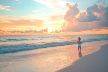 Sunrise to Sunset: A Coastal Beauty with Abstract Sky, Waves, and a Palette of Colors, from Dusk till Dawn, Offering Quiet Scenery for Travel by the Sea in Summer