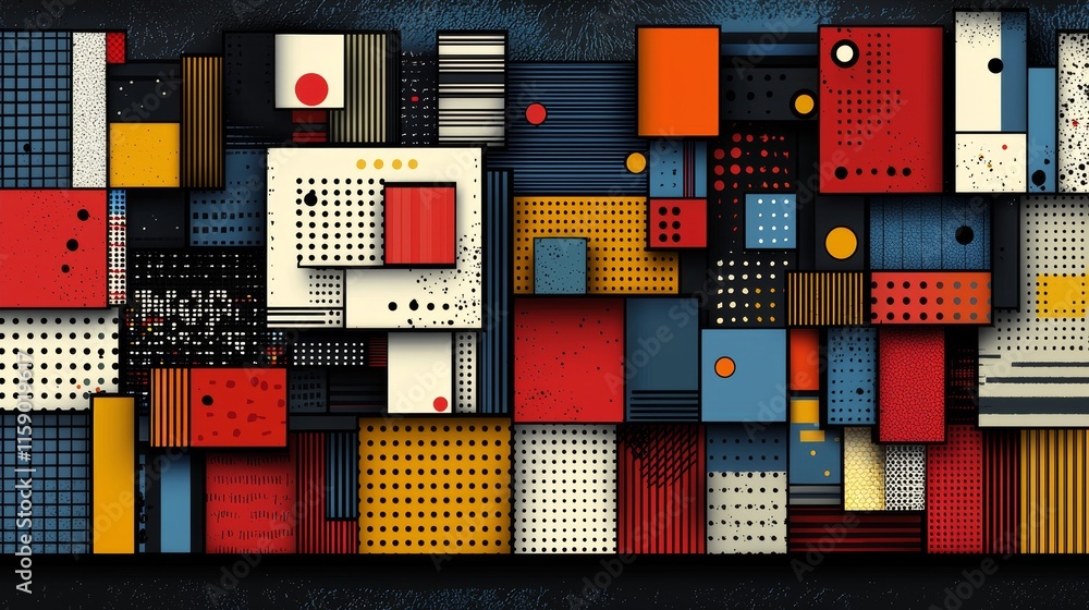 Aufkleber an eye-catching geometric composition with colorful, intersecting shapes that create an abstract mos