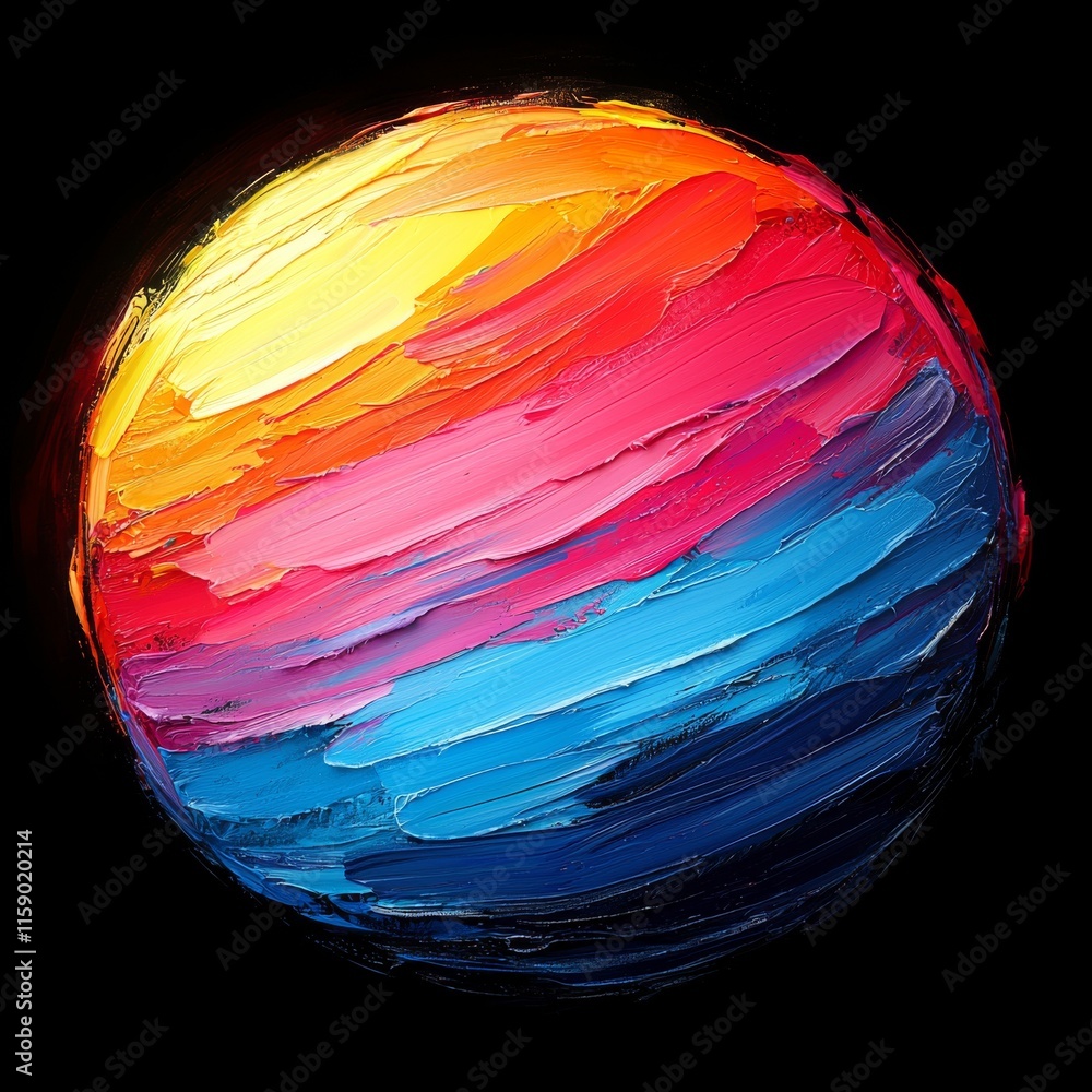 Poster dynamic 3d particle sphere with vibrant abstract textures