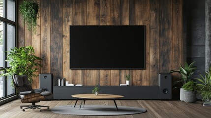 Sleek Modern Office with Blank Canvas Wall Art