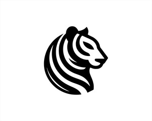 Tiger head, tiger face, logo design vector template. Black and white tiger vector illustration.