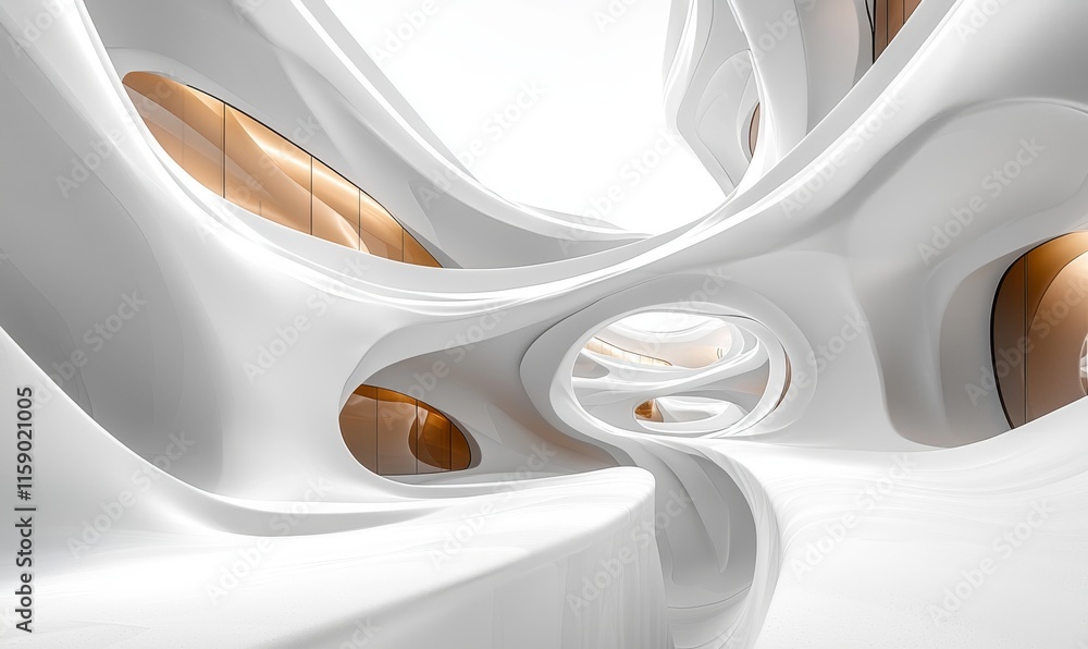 Poster background: circular white structure in abstract architecture