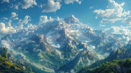 a breathtaking view of a mountain range, showcasing the majesty and beauty of the natural world