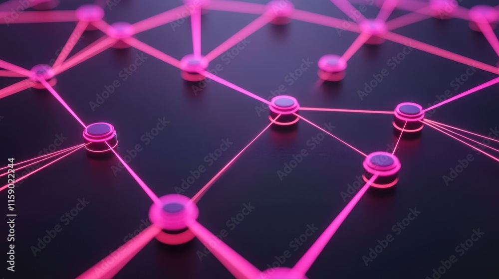 Poster abstract network design featuring glowing pink nodes and connections, symbolizing digital communicat
