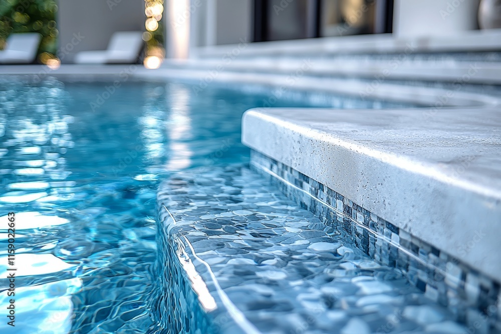 Poster abstract geometry of the pool in a close-up, including fragments and details, the pool bowl viewed f
