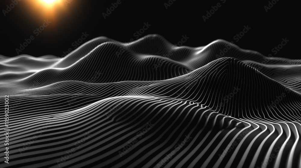 Poster topographic backdrop featuring texture in an abstract monochrome style. 3d wave effects. cartographi