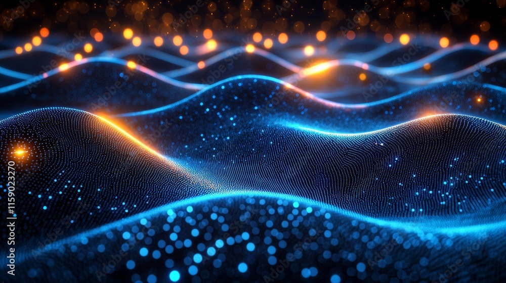 Poster a stock abstract background with a digital illustration of a blue line in motion. enhances the scene