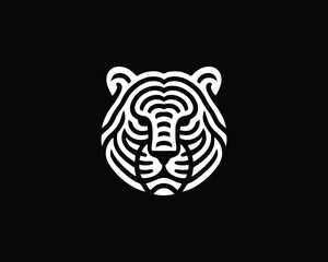 Tiger logo design vector template. Black and white tiger vector illustration.