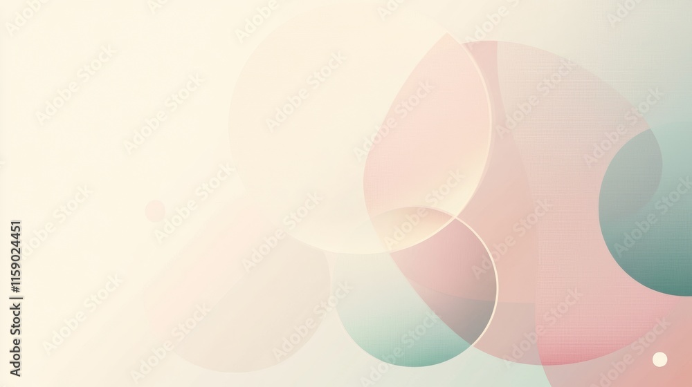 Fototapete Abstract geometric design featuring pastel circles and lines with ample copy space for text inclusion in a minimalist style. Generative AI