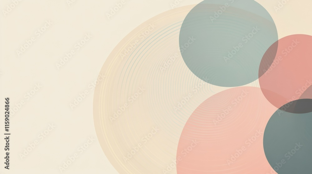 Aufkleber Minimalist abstract geometric design featuring soft circles and lines for creative mockups and text placements. Generative AI