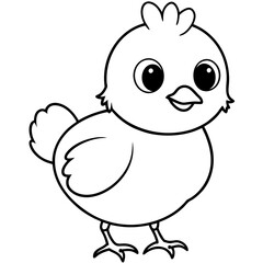 Chick Vector Line Art, Baby Chick Vector, Easter Chick Vector Line Art