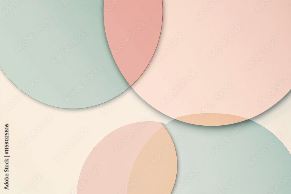 Poster abstract minimalist design featuring pastel circles and lines with ample copy space for personalized