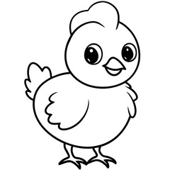 Chick Vector Line Art, Baby Chick Vector, Easter Chick Vector Line Art