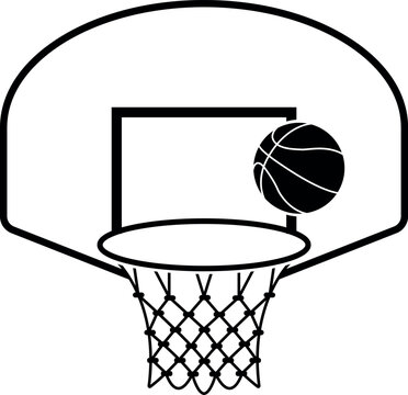 black basketball hoop with ball clip art preview