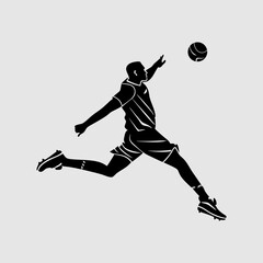 A vector silhouette design of a football player in action, capturing dynamic motion and energy.