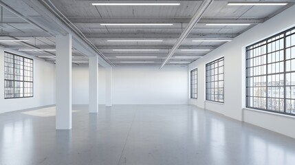 Fototapeta premium Spacious Modern Loft Interior Design with Large Windows