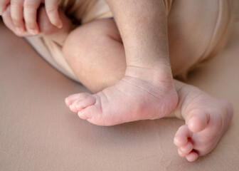close-up of newborn baby's feet