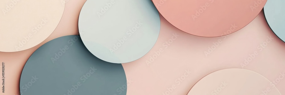 Aufkleber Geometric minimalist design featuring pastel circles and lines with ample copy space for creative text placement. Generative AI