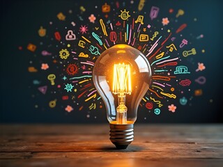 Concetto di innovazionee ed invenzione, idea creativa e geniale