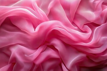Obraz premium Draped pink chiffon fabric, soft folds. Perfect for fashion, beauty, or textile designs.