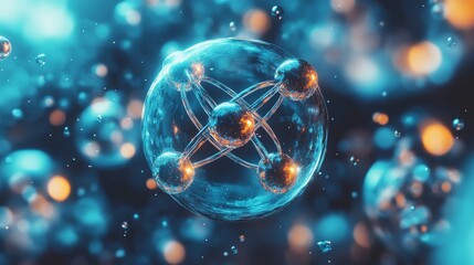 Stunning Close-up of Molecule and Atom Model in 3D Design