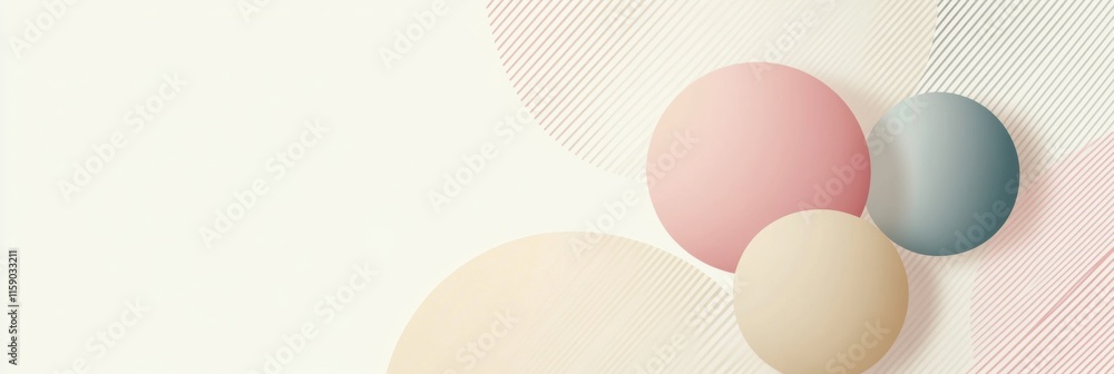 Poster abstract geometric design featuring circles and lines in soft pastel tones with space for text and c