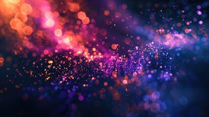 Wonderful picture of colorful light sparkling particles scattered across space background, create abstract bokeh effect perfect for designs that aim to evoke a sense of energetic and fantasy. AIG53.