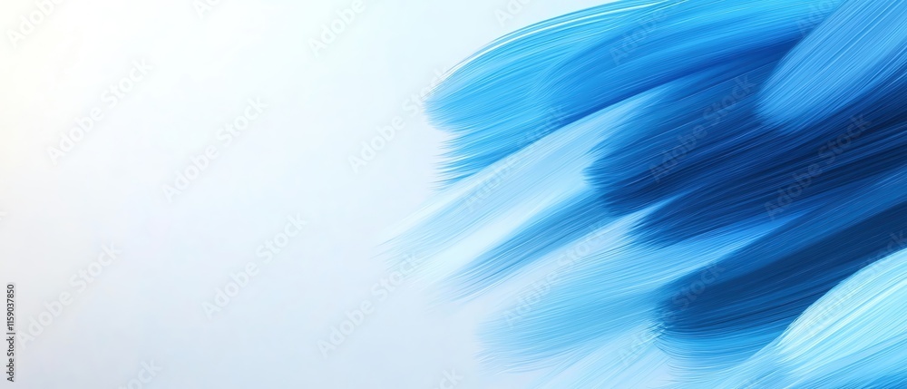 Poster abstract blue brush strokes create a calming and modern design element.