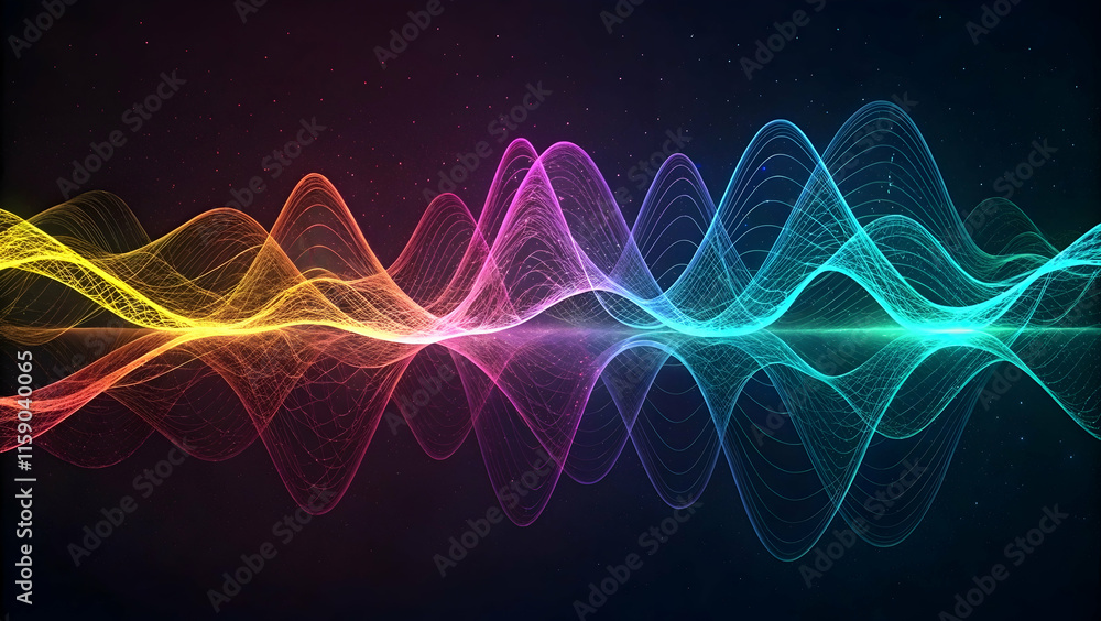 Poster colorful abstract wave motion in a dynamic digital gradient design