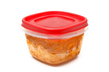 Frozen spaghetti in food container