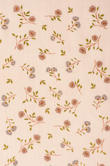 Texture of beige flower fabric. Cotton as a background