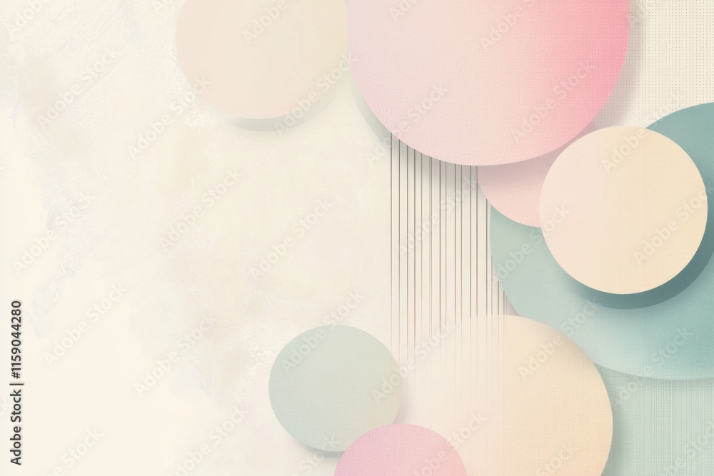 Poster Abstract geometric design with circles and lines in soft tones for text placement and creative mockup designs. Generative AI