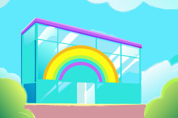 Stock photo of A rainbow reflected in the glossy surface of a mod, a captivating view designed for vibrant and professional use in visual projects.