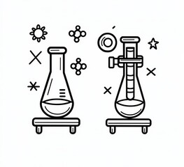 Chemical beaker school education cartoon line outline doodle icon.