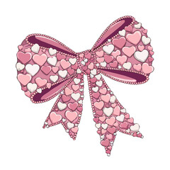 Pink Heart Bow, Valentines Day Gift, Love Decoration, Romantic Design, Sweet Treat, Festive Bow