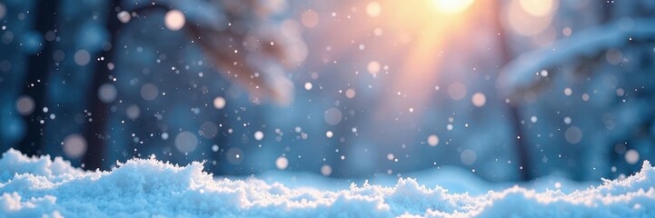 Naklejka premium Abstract winter background with falling flakes, frosty tones, snowy veil, cloudy sky