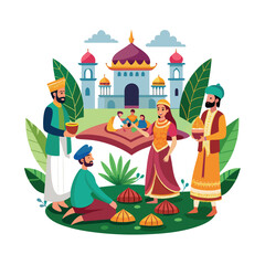 Mughal Garden vector illustration