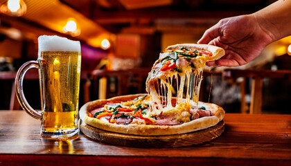 The aroma of freshly baked pizza fills the air.  