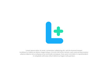 letter l uppercase plus or hospital medical logo