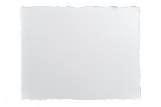 White watercolor paper with high-resolution texture, torn edges, blank paper, on white background, png, no background, on transparent background, isolated, mockup