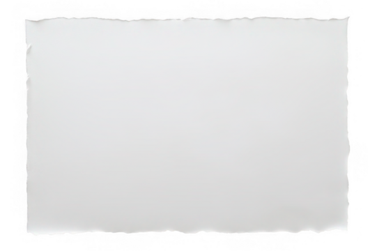 White watercolor paper with high-resolution texture, torn edges, blank paper, on white background, png, no background, on transparent background, isolated, mockup