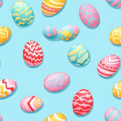 A seamless pattern of colorful Easter eggs