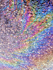Oil Petrol Pollution Rainbow Gasoline Leak on Pavement