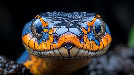 Fototapeta premium Vibrant Snake Head Close Up Detailed Scales