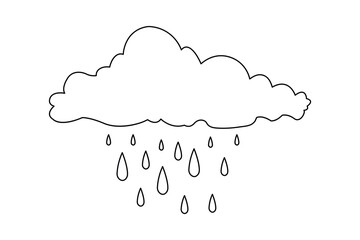 Cloud and sun continuous one line drawing of Isolated outline vector icon black white background 