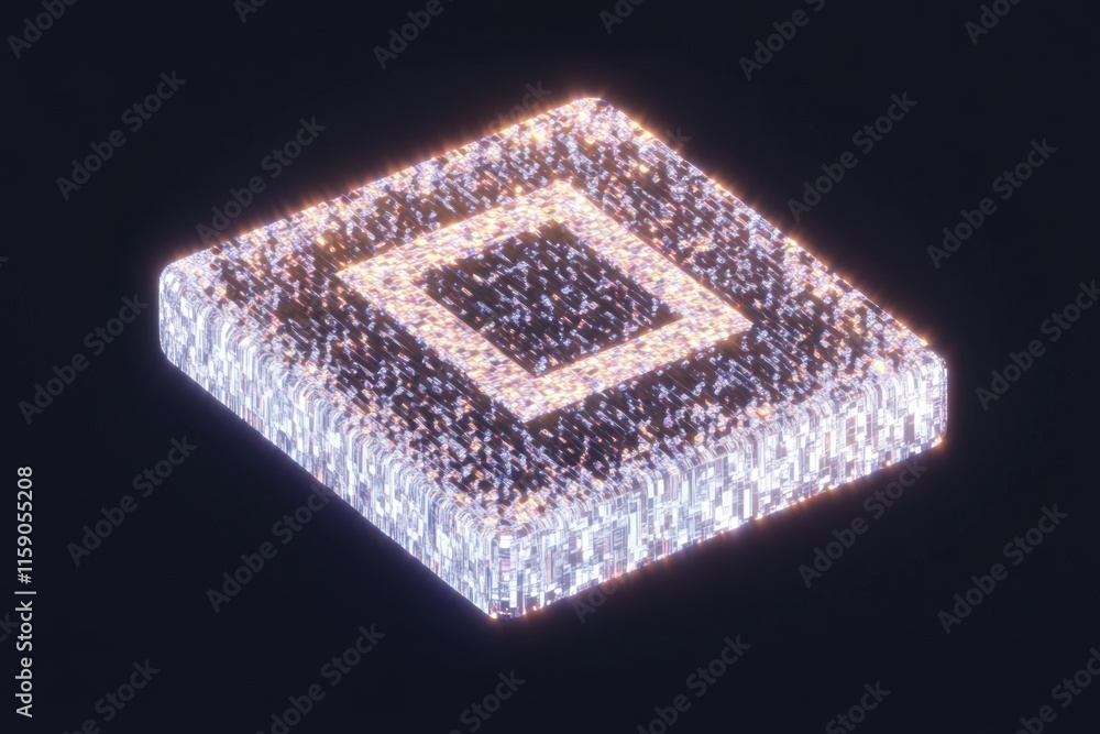 Aufkleber a 3d-rendered identity card with holographic elements and a glowing qr code, floating above a futuri