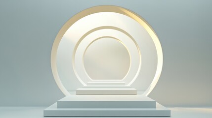 Obraz premium White Abstract Platform With Concentric Circular Openings