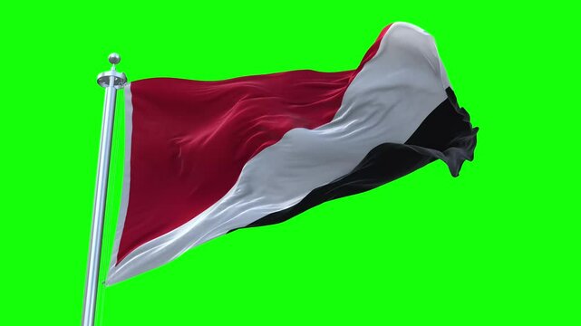 National Flag of Principality of Sealand Animation - Principality of Sealand Flag Waving in Loop and Textured 3d Rendered on a green screen background, Loopable